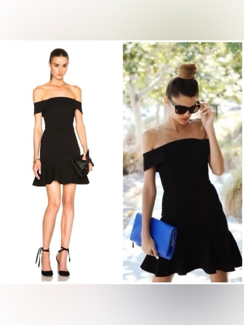 🆕 N/Nicholas Ponti Off Shoulder Mini Dress Solid Black Classic Quiet Luxury Chic